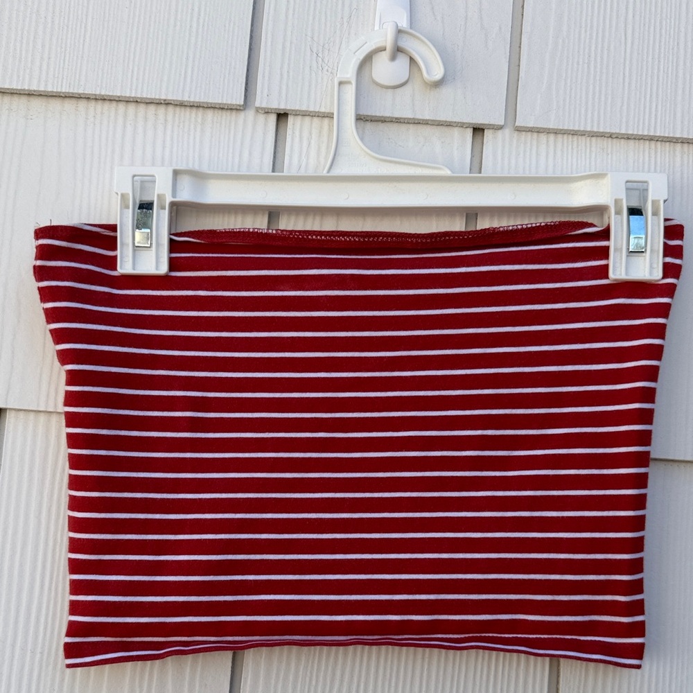Forever 21 Red and White Striped Tube Crop Top
